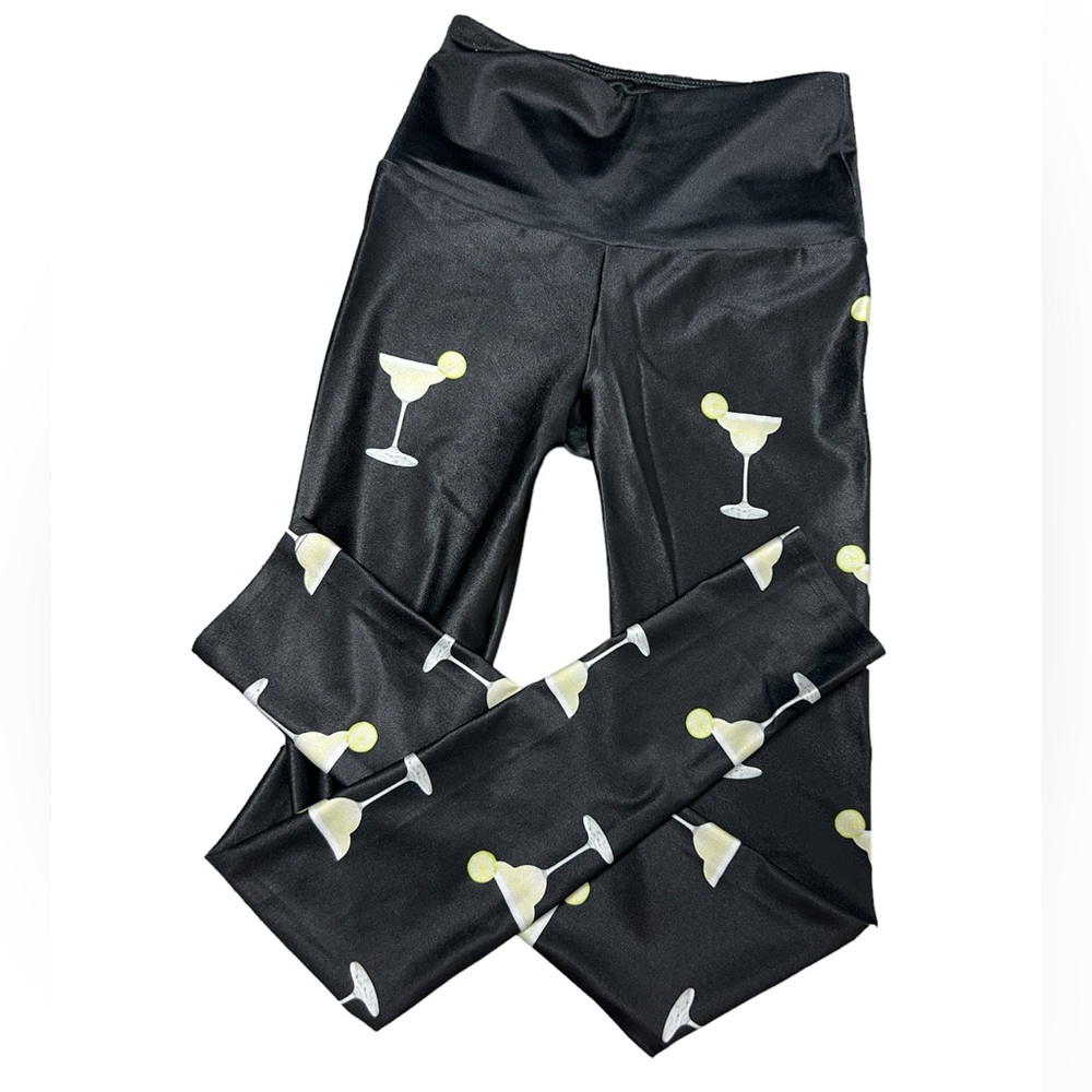 Goldsheep martini print black green Leggings sz XS